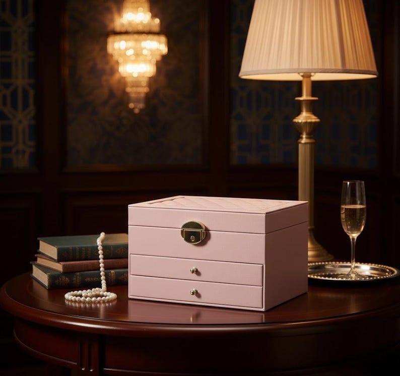 Multi-Layer Jewelry Box with Lock – PU Leather Organizer