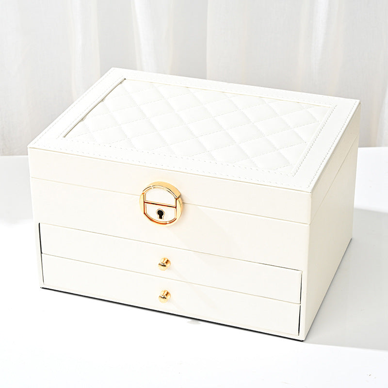 Multi-Layer Jewelry Box with Lock – PU Leather Organizer