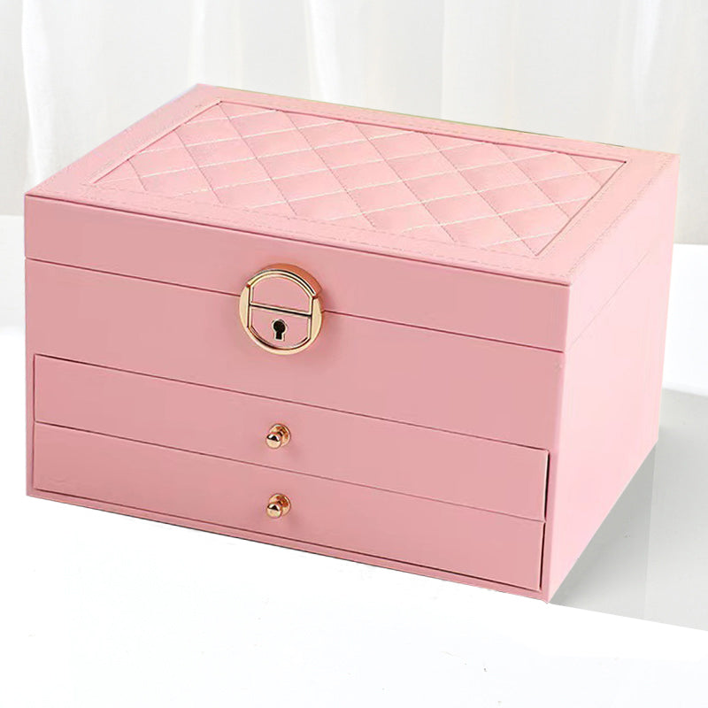 Multi-Layer Jewelry Box with Lock – PU Leather Organizer
