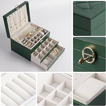 Multi-Layer Jewelry Box with Lock – PU Leather Organizer