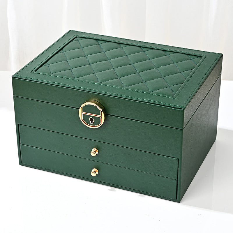 Multi-Layer Jewelry Box with Lock – PU Leather Organizer