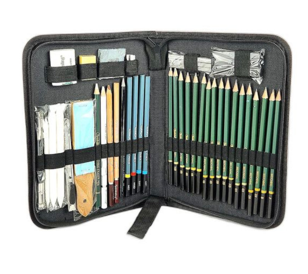Professional Sketching Pencil Set – 48 Piece Artist Drawing Kit with Zippered Case