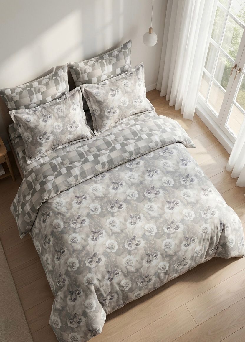 7 PC Floral & Geometric Reversible Bedding Set