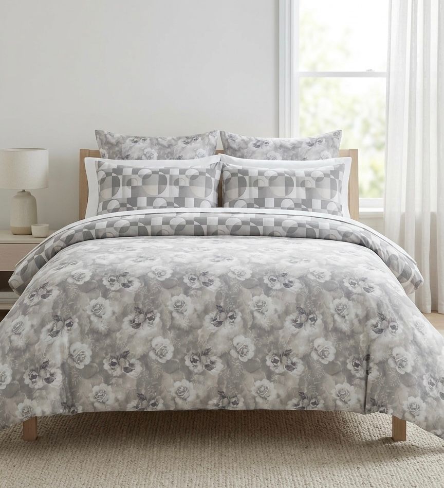 7 PC Floral & Geometric Reversible Bedding Set