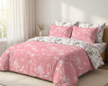 7 PC Pink Floral Reversible Bedding Set